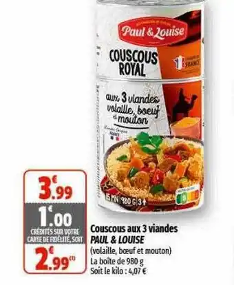 Couscous aux 3 viandes paul & louise
