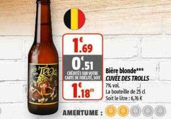Coccinelle Supermarché Bière blonde cuvée des trolls offre