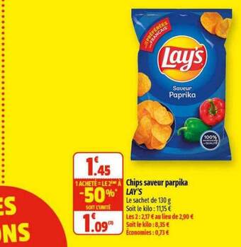 Coccinelle Supermarché Chips saveur paprika lay's offre