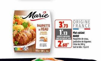 Coccinelle Supermarché Plat cuisiné marie offre