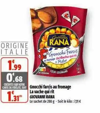 Coccinelle Supermarché Gnocchi farcis au fromage la vache qui rit giovanni rana offre