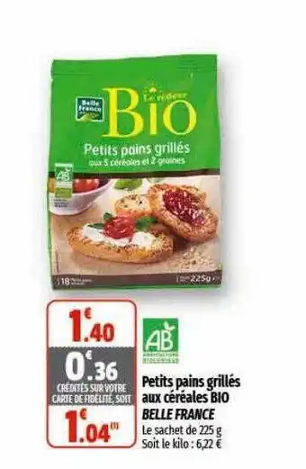Petits pains grillés aux céréales bio belle france