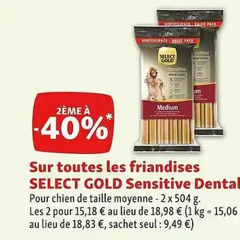 Maxi Zoo Les friandises select gold sensitive dental offre