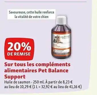 Les compléments alimentaires pet balance support