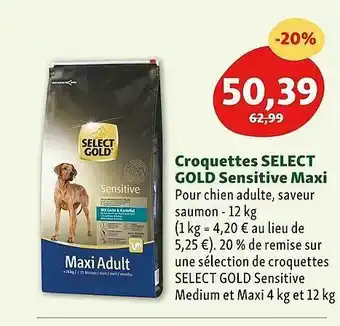Maxi Zoo Croquettes select gold sensitive maxi offre