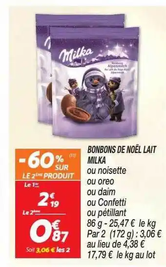 Bonbons de noël lait milka