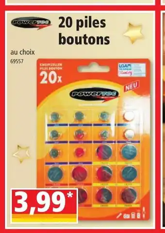 Norma 20 Piles Boutons offre