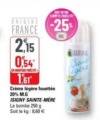 G20 Crème légère fouettée offre