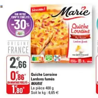 G20 Quiche Lorraine Lardons fumés offre