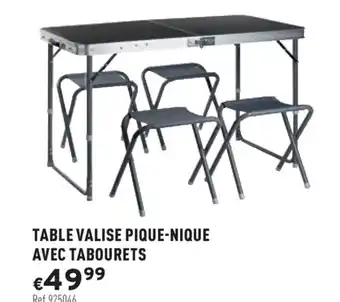 Trafic Table valise pique-nique avec tabourets offre