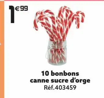 Gifi 10 bonbons canne sucre d´orge offre