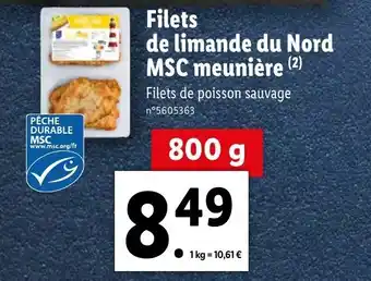 Lidl Filets de limande du nord MSC meunière offre