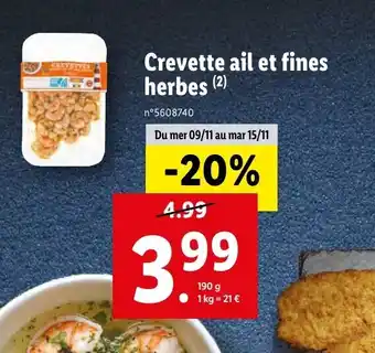 Crevette ail et fines herbes