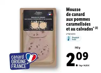 Lidl Mousse de canard aux pommes caramelisées et au calvados offre