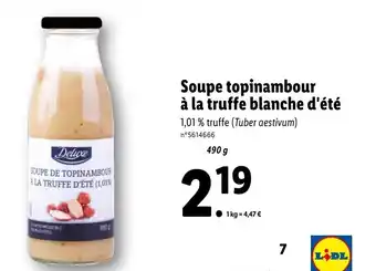 Lidl Soupe topinambour à ka truffe blanche d'été offre