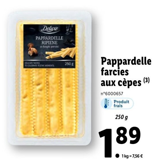 Promo Pappardelle farcies aux cèpes chez Lidl