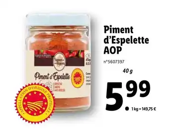 Lidl Piment d'espelette AOP offre