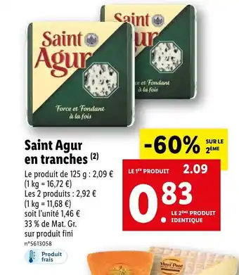 Lidl Saint agur en tranches offre