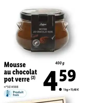 Lidl Mousse au chocolat pot verre offre