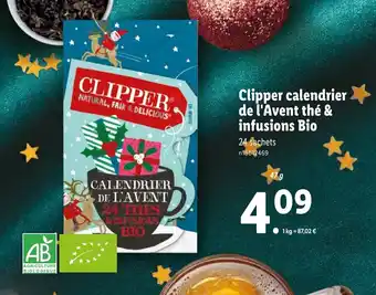 Lidl Clipper calendrier de l'avent thé & infusions bio offre