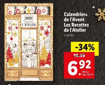 Lidl Calendrier de l'avent les recettes de l'atelier offre