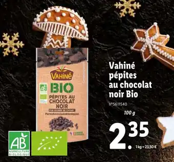 Lidl Vahiné pépites au chocolat noir bio offre