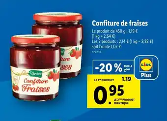 Lidl Confiture de fraises offre