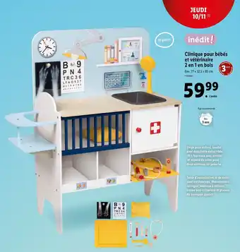 Lidl Clinique pur bébés et vétérinaire 2 en 1 en bois offre