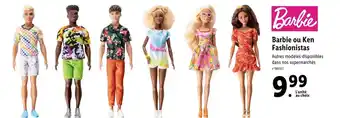 Lidl Barbie ou ken fashionistas offre