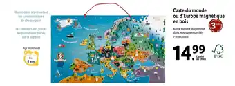 Lidl Carte du monde ou d'europe magnétique en bois offre