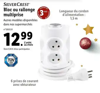 Lidl Bloc ou rallonge multiprise offre