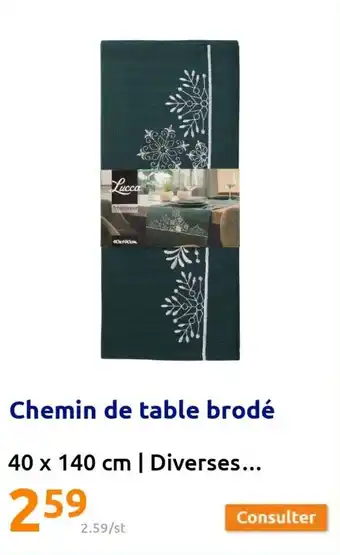 Action Chemin de table brodé offre