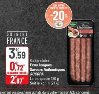 G20 4 chipolatas Extra longues offre