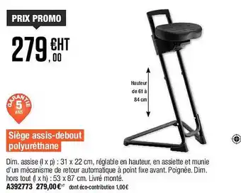 Plein ciel Siège assis-debout polyuréthane offre