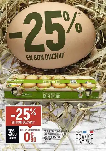Vival Œufs frais de poules élevées en plein air calibre moyen casino offre