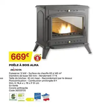 Bricomarché Poêle à Bois Alma offre