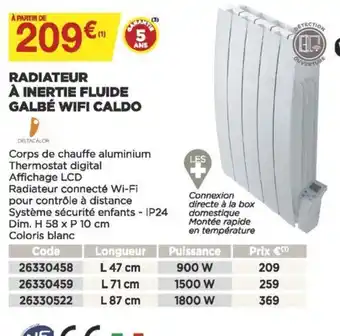 Radiateur a Inertie Fluide Galbe Wifi Caldo
