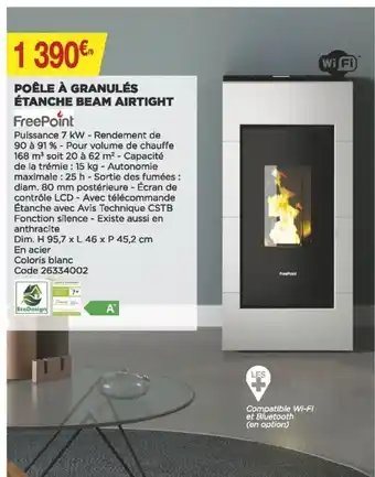 Bricomarché Poêle à Granules Etanche Beam Airtight offre