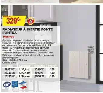 Bricomarché Radiateur a Inertie Fonte Fontea offre