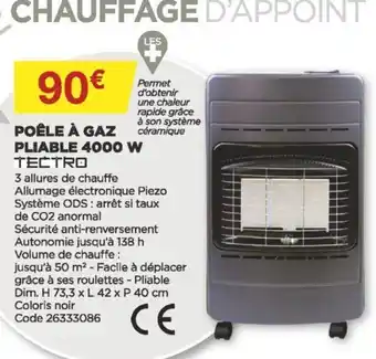 Bricomarché Poêle à Gaz Pliable 4000W offre