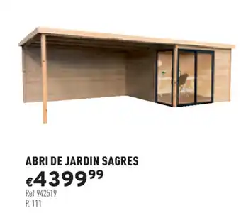 Trafic Abri de jardin sagres offre