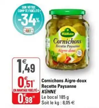 G20 Cornichons Aigre-doux Recette Paysanne offre