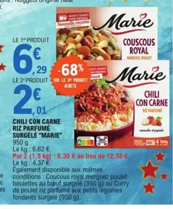 E.Leclerc Chili Con Carne Riz Parfume Surgele Marie offre