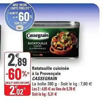 G20 Ratatouille cuisiné à la provençale cassegrain offre