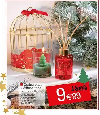 Kandy Coffret cage + diffuseur de parfum 60ml et bougie décorative offre