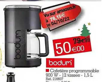 Kandy Cafetière programmable 900 w - 12 tasses - 1,5l bodum offre
