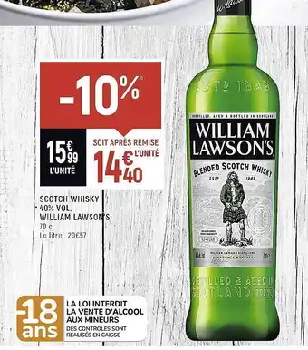 Vival Scotch whisky 40% vol. william lawson's offre