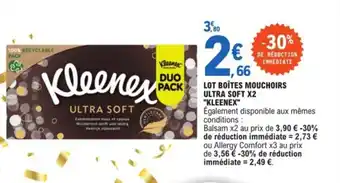 E.Leclerc Lot Boites Mouchoirs ultra Soft x2 Kleenex offre