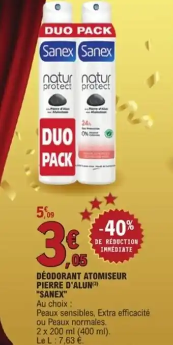 E.Leclerc Deodorant Atomiseur Pierre d'Alun Sanex offre
