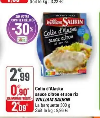 G20 Colin d'Alaska sauce citron et son riz offre